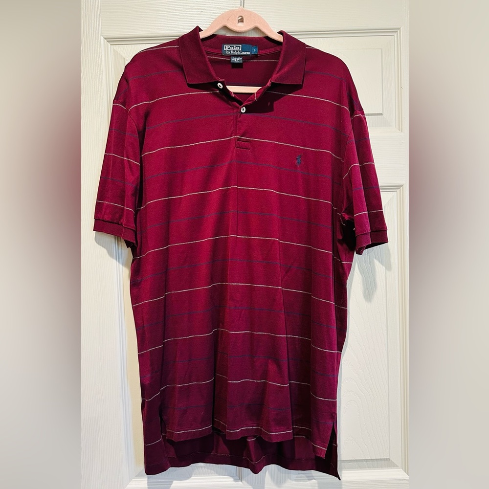 POLO RALPH LAUREN 100% Pima Cotton Maroon Striped Polo | super soft!